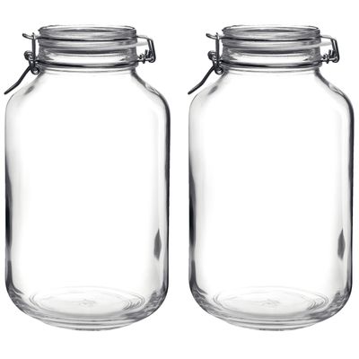 2x stuks weckpotten/inmaakpotten 4000ml/4ltr met beugelsluiting 15 x 28 cm