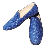 Heren disco instap schoenen met blauwe glitters 47  - - thumbnail