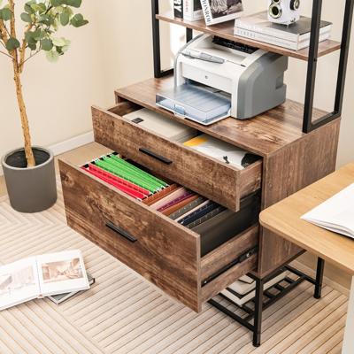 Archiefkast Vrijstaande Printerstandaard met 3 Open Schappen en Grote Lade Verticale Boekenplank/Opbergrek voor Thuiskantoor