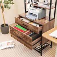 Archiefkast Vrijstaande Printerstandaard met 3 Open Schappen en Grote Lade Verticale Boekenplank/Opbergrek voor Thuiskantoor Archiefkast Vrijstaande Printerstandaard met 3 Open Schappen en Grote Lade Verticale Boekenplank/Opbergrek voor Thuiskantoor