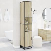 Badkamerkast 35x37,5x188,5 cm hout en metaal sonoma eikenkleur