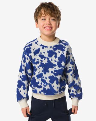 HEMA Kindertrui gebreid koeienprint blauw (blauw)