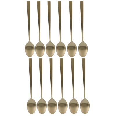 Dessertlepels - Lange Koffielepels - 12x - goud - RVS - 18 cm - latte macchiato / sorbet lepels