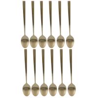 Dessertlepels - Lange Koffielepels - 12x - goud - RVS - 18 cm - latte macchiato / sorbet lepels