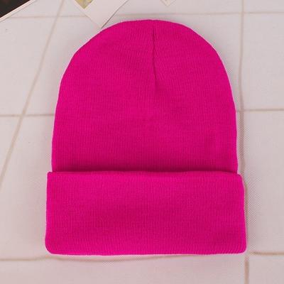 Eenvoudige effen kleur warme Pullover gebreide Cap voor mannen/vrouwen (Rose)