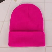 Eenvoudige effen kleur warme Pullover gebreide Cap voor mannen/vrouwen (Rose)