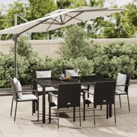 7-delige Tuinset met kussens poly rattan zwart