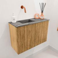 Toiletmeubel Mondiaz Joya Dlux | 60 cm | Meubelkleur Oak | Faye wastafel Sombra Wasbak Links | Zonder kraangat(en) Toiletmeubel Mondiaz Joya Dlux | 60 cm | Meubelkleur Oak | Faye wastafel Sombra Wasbak Links | Zonder kraangat(en)