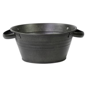 Mega Collections Plantenpot/bloempot - zink - zwart - D30 x H14 cm - Plantenpotten