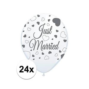 Ballonnen just married - 24x - wit - 30 cm - bruiloft