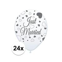 Ballonnen just married - 24x - wit - 30 cm - bruiloft Ballonnen just married - 24x - wit - 30 cm - bruiloft
