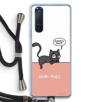 GSM poes: Sony Xperia 5 II Transparant Hoesje met koord