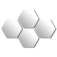 Plak spiegel tegels - 4x stuks - glas - zelfklevend - 20 cm - hexagon