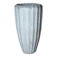 Olver Witte keramische pot geribbelde structuur rond L