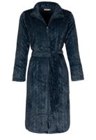 Pastunette damesbadjas met rits - donkerblauw - kabelpatroon-(44-46) L