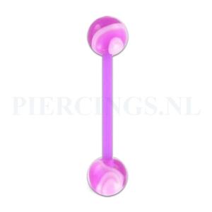 Tongpiercing flexibel marmer paars