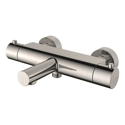 Badkraan Wiesbaden Style | Opbouw | Thermostaatkraan | 2-weg | hoh 15 cm | 2-knops | Rond | Geborsteld staal PVD