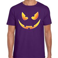 Halloween Scary face verkleed t-shirt paars voor heren - thumbnail