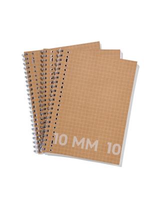 HEMA Collegeblokken Kraft A4 Geruit 10mm - 3 Stuks