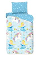 Good Morning Dekbedovertrek "eenhoorns en prinsessen" - Multi - (140x200 cm) - Katoen Flanel