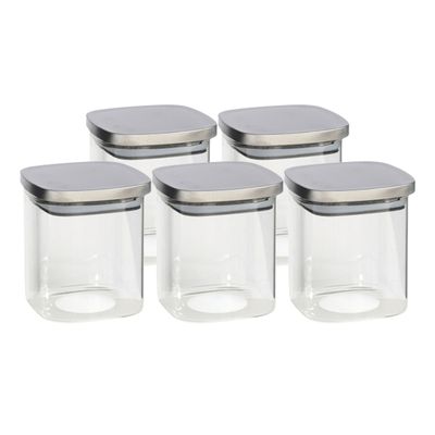 5x stuks voedsel/etenswaren bewaren voorraadpot 800 ml glas met RVS deksel