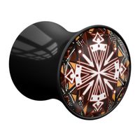 Double Flared Plug met African Design Acryl Tunnels & Plugs - thumbnail