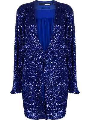 ROTATE BIRGER CHRISTENSEN robe portefeuille brodée de sequins à col v - Bleu