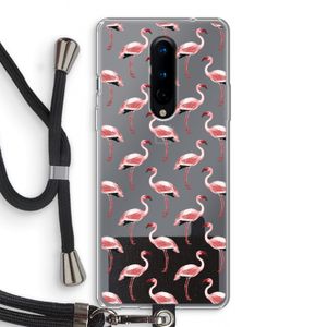 Flamingoprint groen: OnePlus 8 Transparant Hoesje met koord