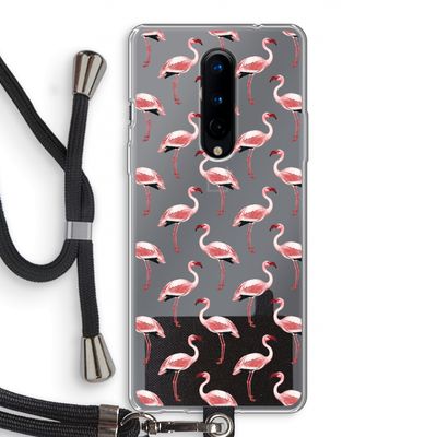 Flamingoprint groen: OnePlus 8 Transparant Hoesje met koord