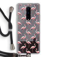 Flamingoprint groen: OnePlus 8 Transparant Hoesje met koord
