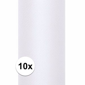 10x Rollen tule stof wit 15 cm breed