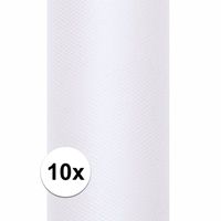 10x Rollen tule stof wit 15 cm breed