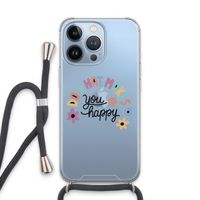 Happy days: iPhone 13 Pro Transparant Hoesje met koord