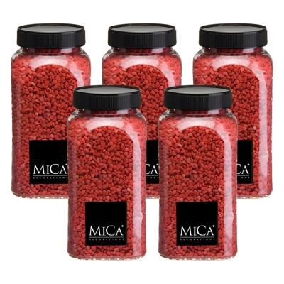 Mica Decorations decoratie stenen/granulaat - 5x - 650ml - rood - hobby steentjes