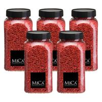 Mica Decorations decoratie stenen/granulaat - 5x - 650ml - rood - hobby steentjes