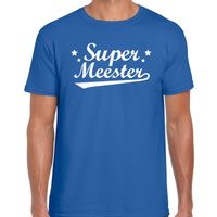 Super meester fun t-shirt blauw voor heren - Einde schooljaar/ meesterdag cadeau 2XL  - - thumbnail
