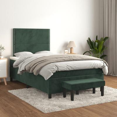 Boxspring met matras fluweel donkergroen 120x200 cm