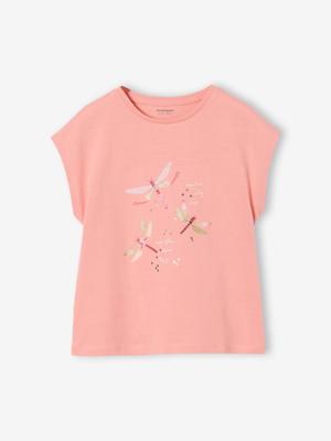 Meisjesshirt met dierenmotief abrikoos