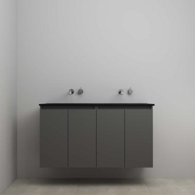 On-Line Onderkast - 120 cm - Bouwpakket - Greeploze Ladestructuur - Acryl Wastafel - zonder Kraangat - Mat Antraciet