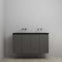 On-Line Onderkast - 120 cm - Voorgemonteerd - Greeploze Ladestructuur - Acryl Wastafel - zonder Kraangat - Mat Antraciet