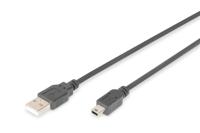 Digitus USB-kabel USB 2.0 USB-A stekker, USB-mini-B stekker 3.00 m Zwart AK-300108-030-S