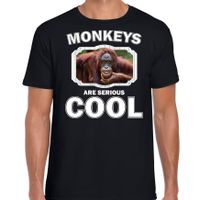 Dieren gekke orangoetan t-shirt zwart heren - monkeys are cool shirt