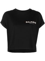 Balmain t-shirt à logo brodé de sequins - Noir