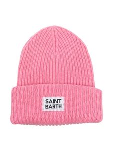 MC2 Saint Barth Kids bonnet nervuré à patch logo - Rose