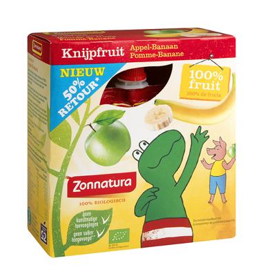 Zonnatura Knijpfruit appel/banaan kikker 85 gram