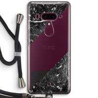 Zwart marmer: HTC U12+ Transparant Hoesje met koord