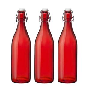 Bormioli rocco set van 8x stuks weckflessen rood beugeldop glas van 1 liter