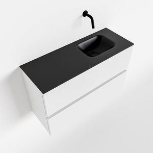 Toiletmeubel Mondiaz Ada | 80 cm | Meubelkleur Talc | Lex wastafel Urban Rechts | Zonder kraangat