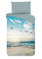 Good Morning Dekbedovertrek "strand/ zee" - Aqua - (140x200 cm) - Katoen