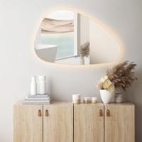 Badkamerspiegel met LED Verlichting en Verwarming 80cm - Afimera Artsy - Randloos - Wandspiegel Organische Vorm - Touch Bediening - Dimbaar - Aanpasbare Lichtkleur